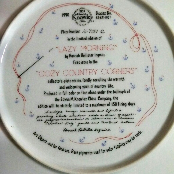 Vintage Collectible Plate "Lazy Morning" - Picture 2 of 2